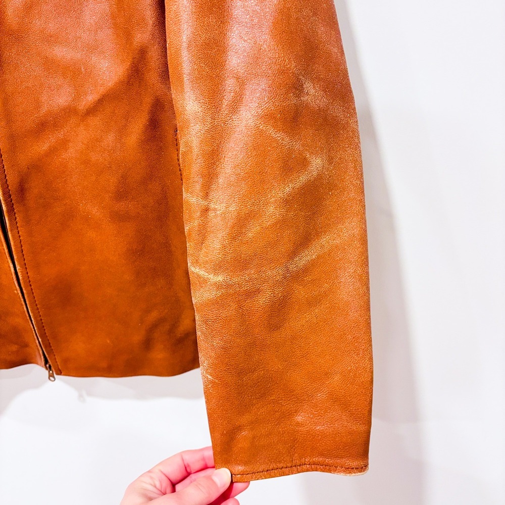 VERA PELLE Taupe leather jacket | Vintage minimalist | Small - Picture 8 of 14
